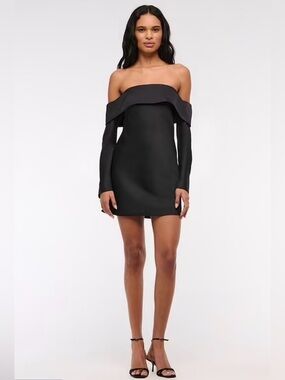 Abercrombie & Fitch Black Satin Off the Shoulder Dress NWT Size M